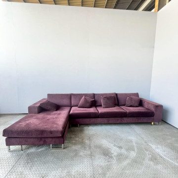 布面鐵製沙發4人L型