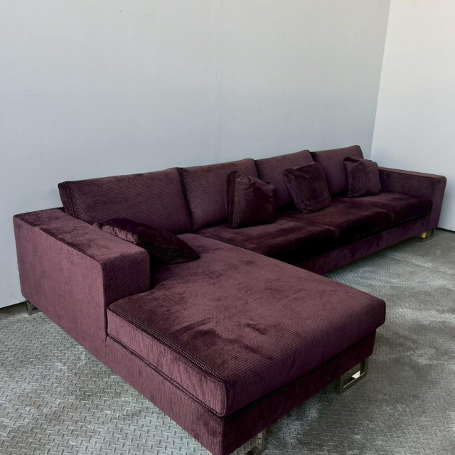 布面鐵製沙發4人L型