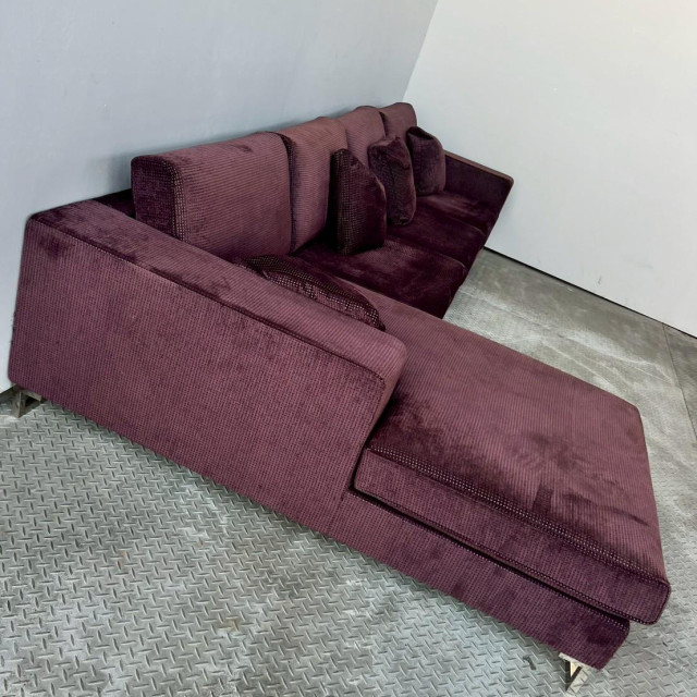 布面鐵製沙發4人L型