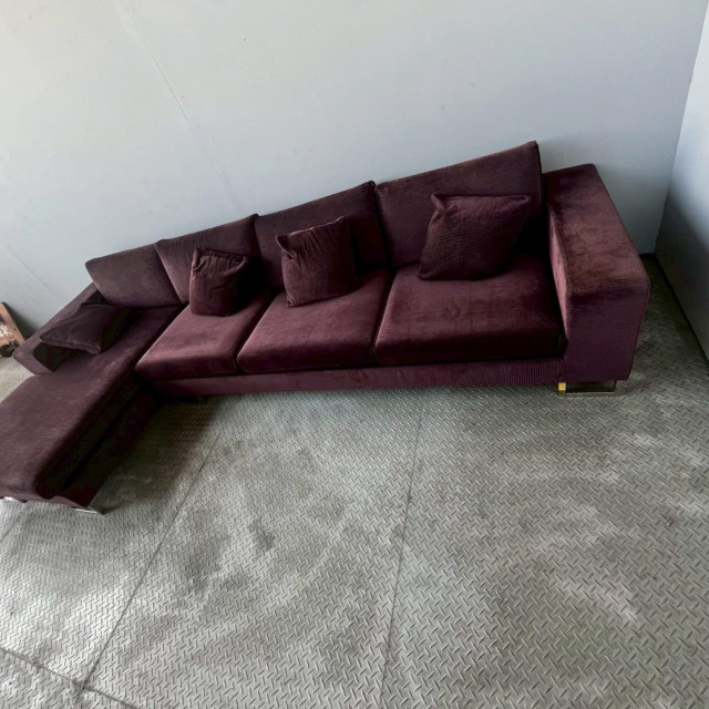 布面鐵製沙發4人L型