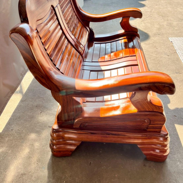 扶手木椅雙人座