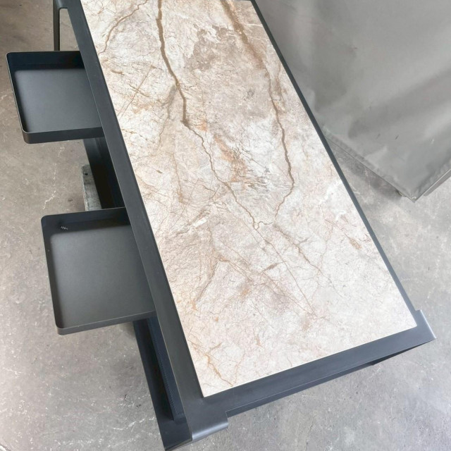 大理石桌面鐵製長方形矮桌
