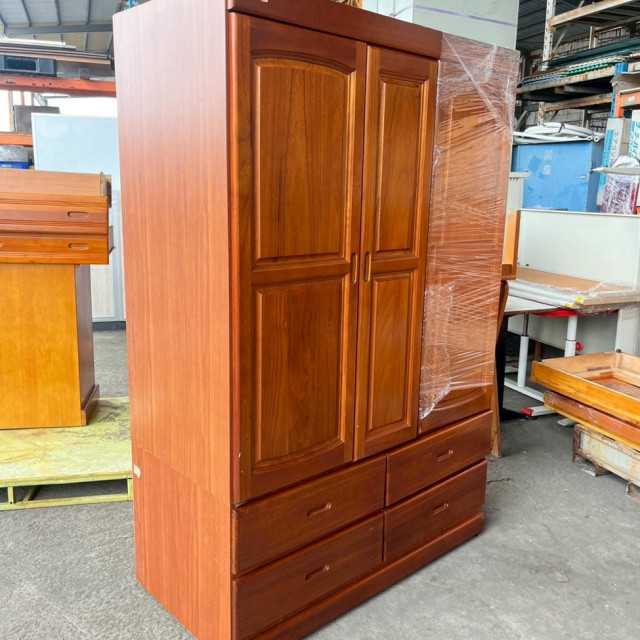 木製衣櫃3門 臥室衣櫥 實木開門 衣物收納櫃 衣物櫃 推門衣櫃