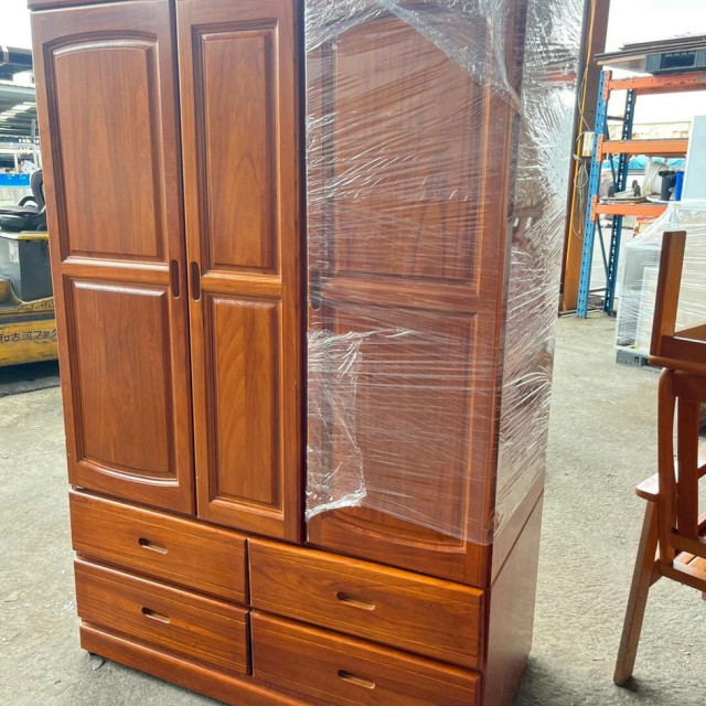 木製衣櫃3門 臥室衣櫥 實木開門 衣物收納櫃 衣物櫃 推門衣櫃