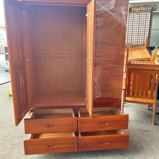 木製衣櫃3門 臥室衣櫥 實木開門 衣物收納櫃 衣物櫃 推門衣櫃