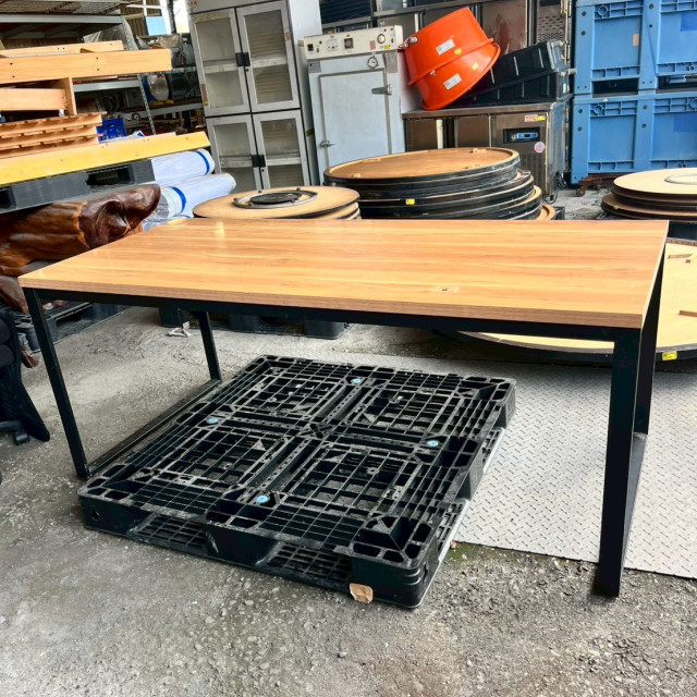 木面鐵製長餐桌 長桌 餐桌