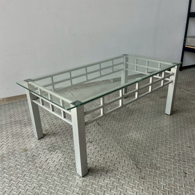 玻璃面鋁製矮桌長 茶几 展示桌 長型矮桌