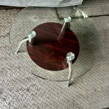 玻璃面鐵製矮桌圓 圓茶几 小桌 鐵腳桌