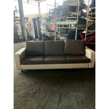 皮面鐵製沙發3人 三人鐵架皮沙發 黑色皮沙發 辦公室長椅