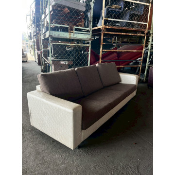 皮面鐵製沙發3人 三人鐵架皮沙發 黑色皮沙發 辦公室長椅