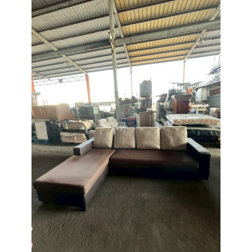 皮面鐵製沙發4人 鋼製四人沙發 大型皮長椅 接待處沙發