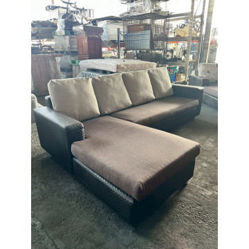 皮面鐵製沙發4人 鋼製四人沙發 大型皮長椅 接待處沙發