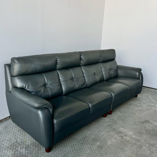 皮面木製沙發4人 四人座沙發 客廳沙發