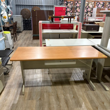 OA辦公桌160公分(含抽屜)-木桌鐵腳